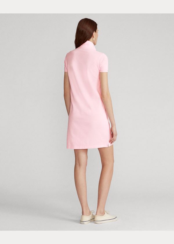 POLO RALPH LAUREN COTTON MESH POLO DRESS, Pink Women's Short Dress