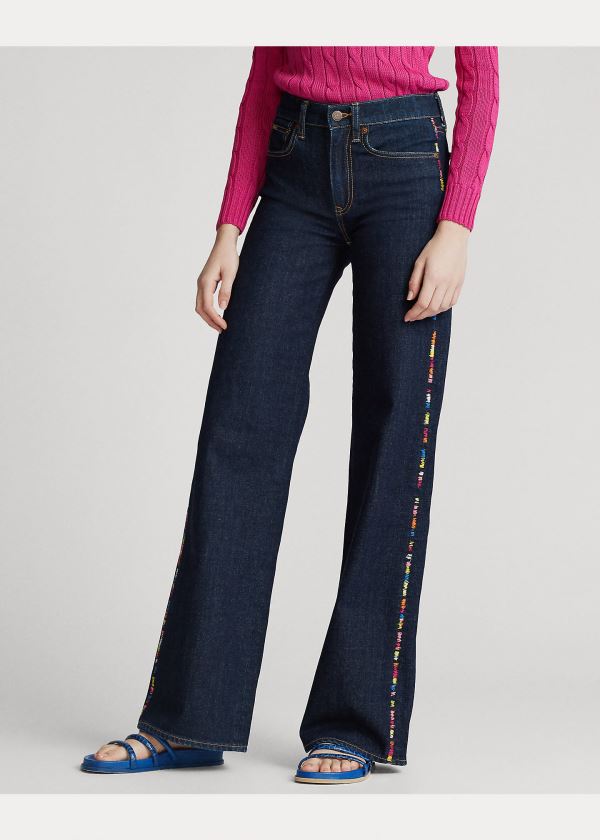 Polo Ralph Lauren Farmerke 2023 - Polo Ralph Lauren Ulta Stretch Wide-Leg  Jean Tamno Indigo Ženske