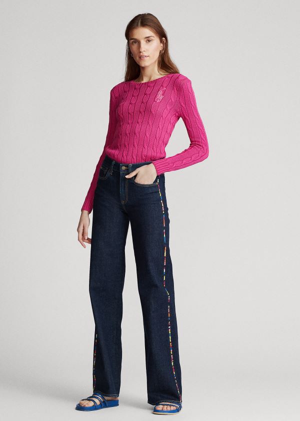 Polo Ralph Lauren Farmerke 2023 - Polo Ralph Lauren Ulta Stretch Wide-Leg  Jean Tamno Indigo Ženske